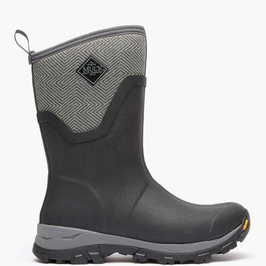 Muck Boot Company Women's Arctic Ice Mid Boot + Vibram Arctic Grip A.T. - Black/Gray Geo